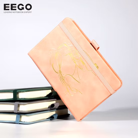 Custom Vegan PU Leather A6 Pocket Hardcover Portable Notebooks with Pen Holder