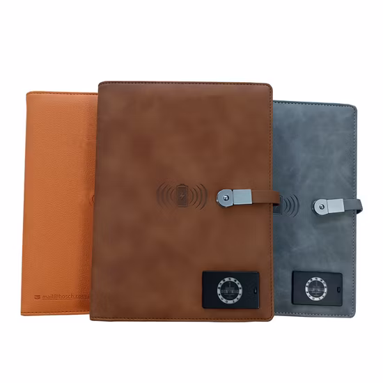 Custom High Quality Leather Notebook with Powerbank