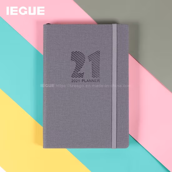 Classic Design Lay Flat Journal Perfect Binding A5 Soft Cover Notebook Colorful A4 Custom 2023 Diary Planner with Pen Holder