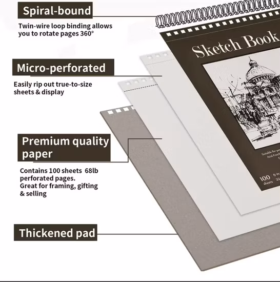 Blank Sketch Book Pad, Soft Cover Spiral Notebook Journal